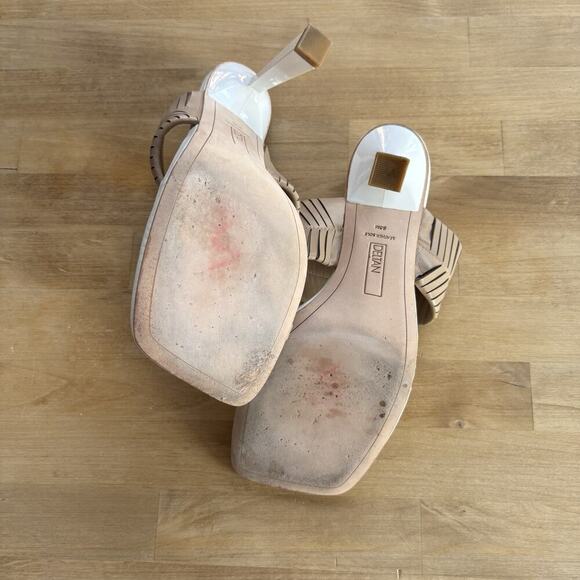 Deltan Kelsea White Tan Leather Braided Slip On Heeled Summer Sandals Size 8.5M - Picture 9 of 11